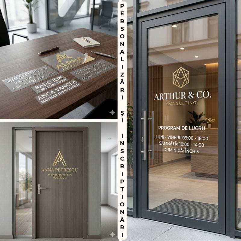 Personalizări și inscripționări cu vinil autocolant permanent. Proiecte pentru firme și branding