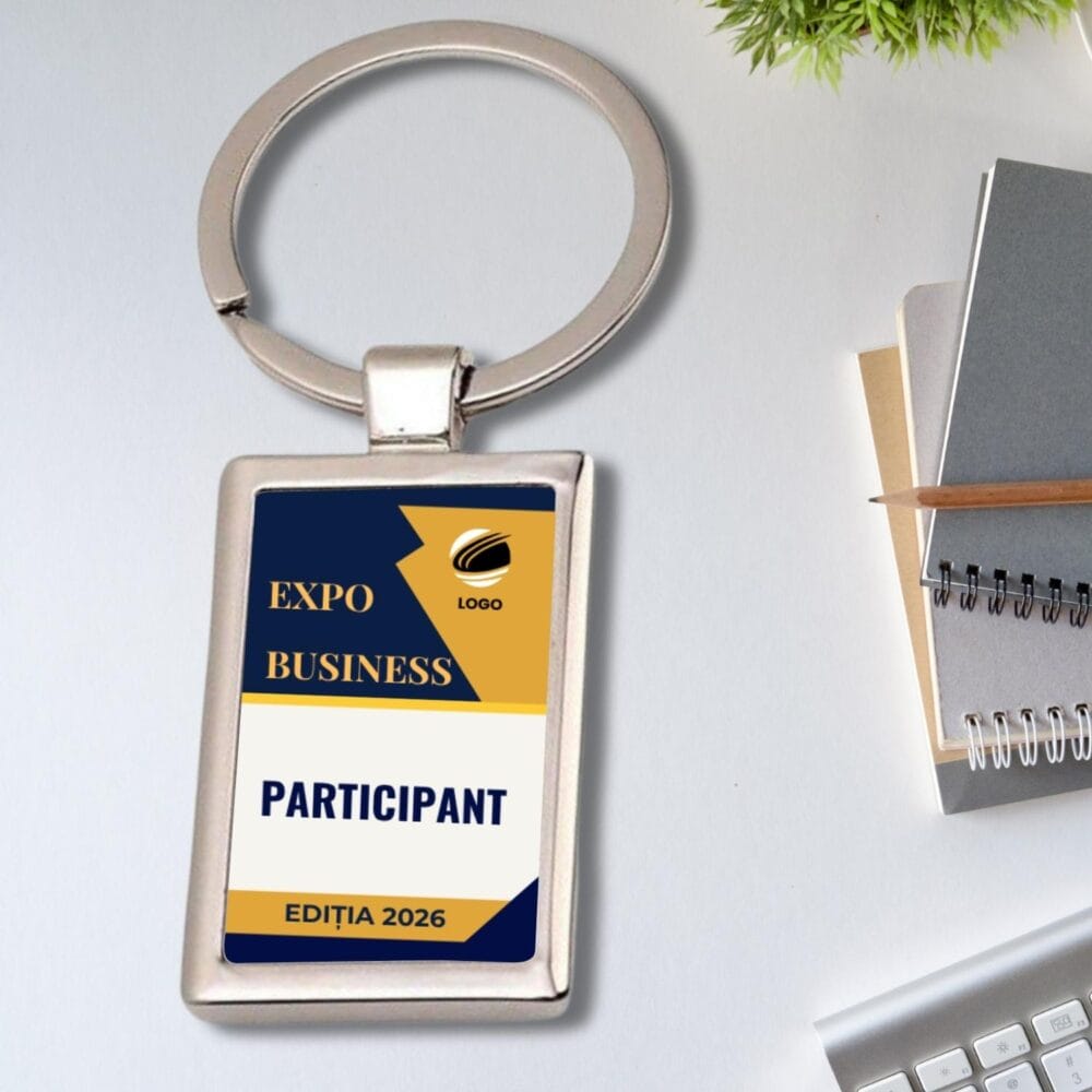 Breloc corporate personalizat Expo Business Participant, pentru targuri si expozitii