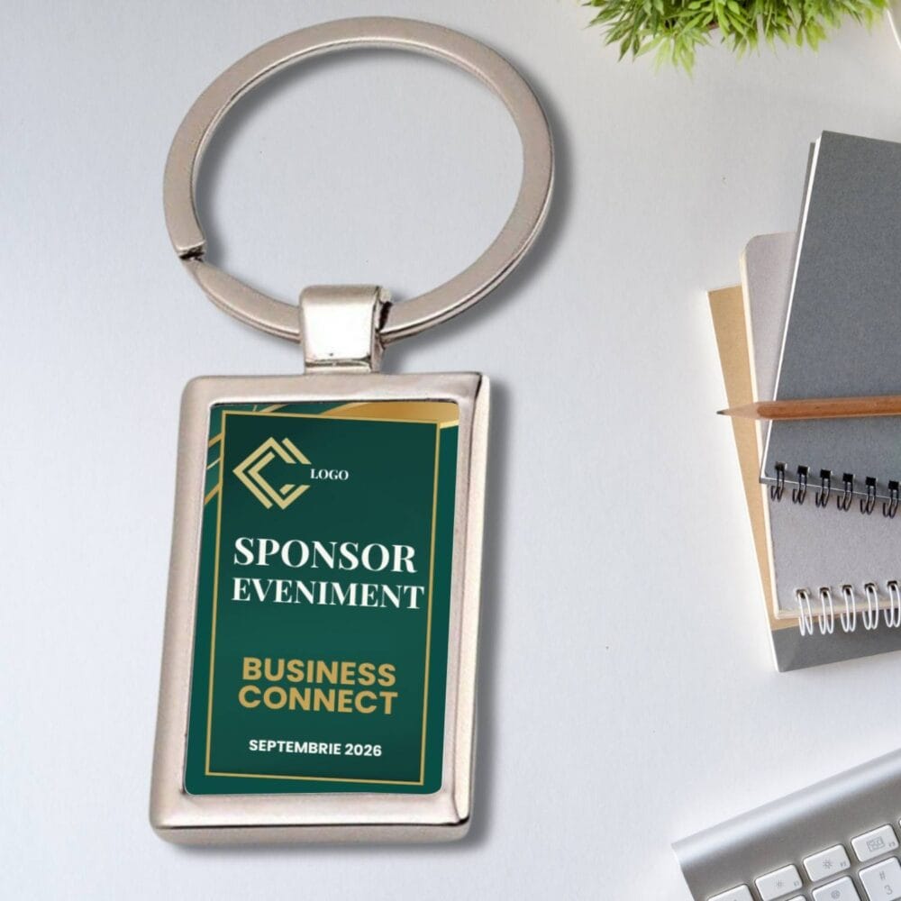 Breloc corporate personalizat Sponsor Eveniment Business Connect, pentru parteneri si sponsori